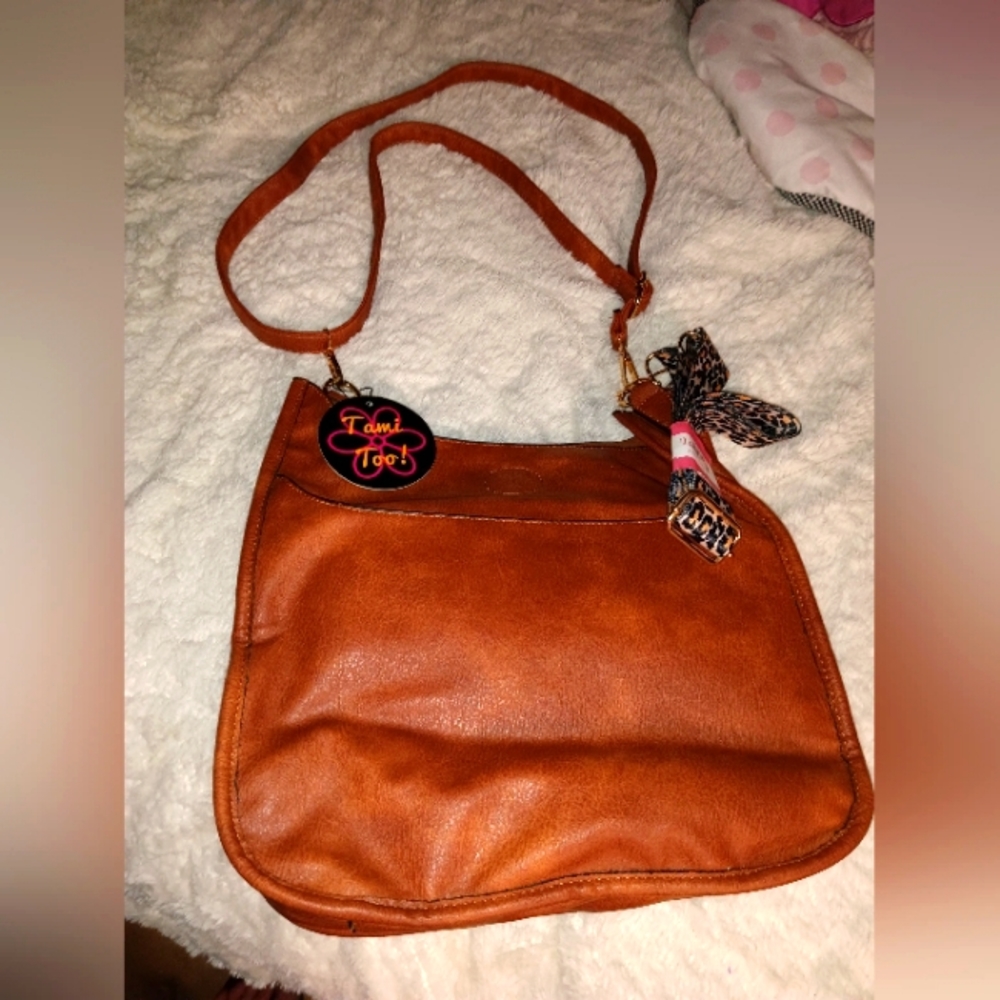 NWT Tami Too Guitar Strap Crossbody Bag in Cognac